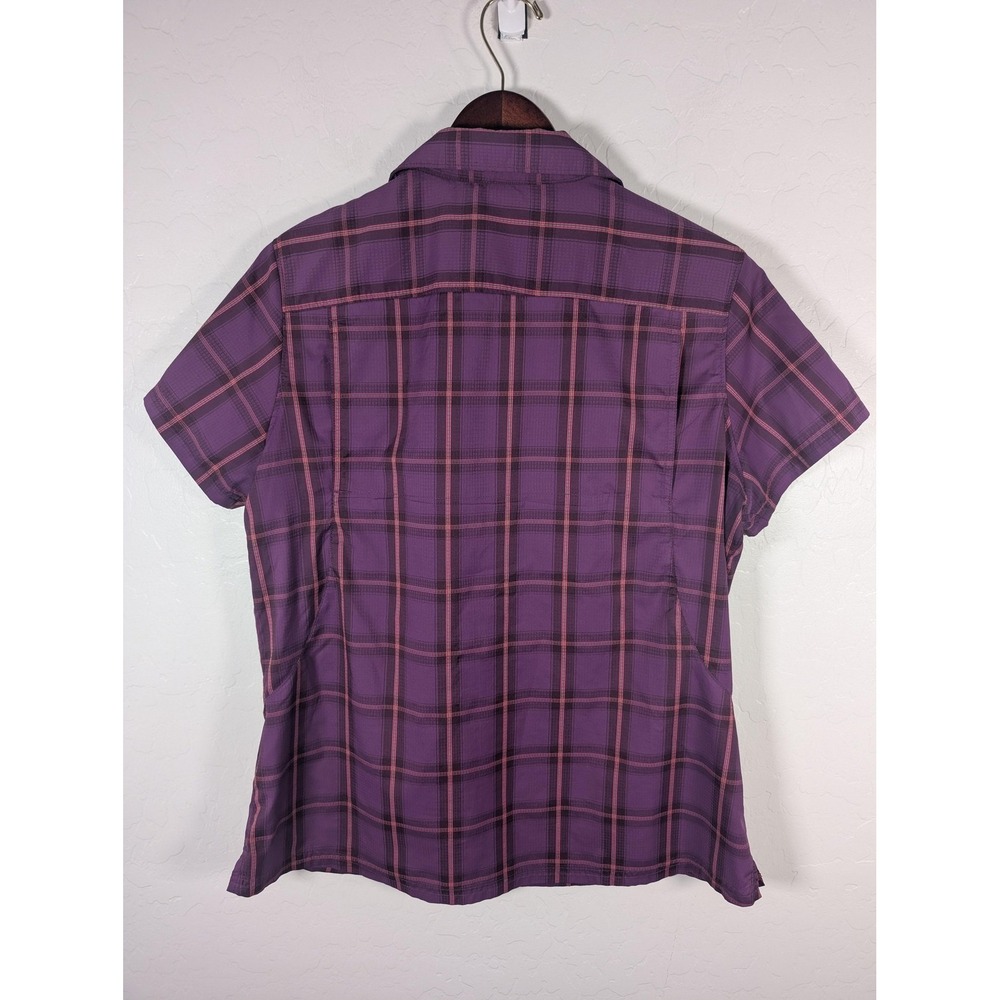 Columbia Shirt Womens Large Purple Plaid Omni-Shade Short Sleeve Outdoor Hiking - Picture 5 of 10